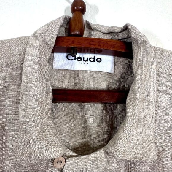 Claude Tulum Cameron 100% Linen Shirt in Beige Size S - Picture 5 of 10